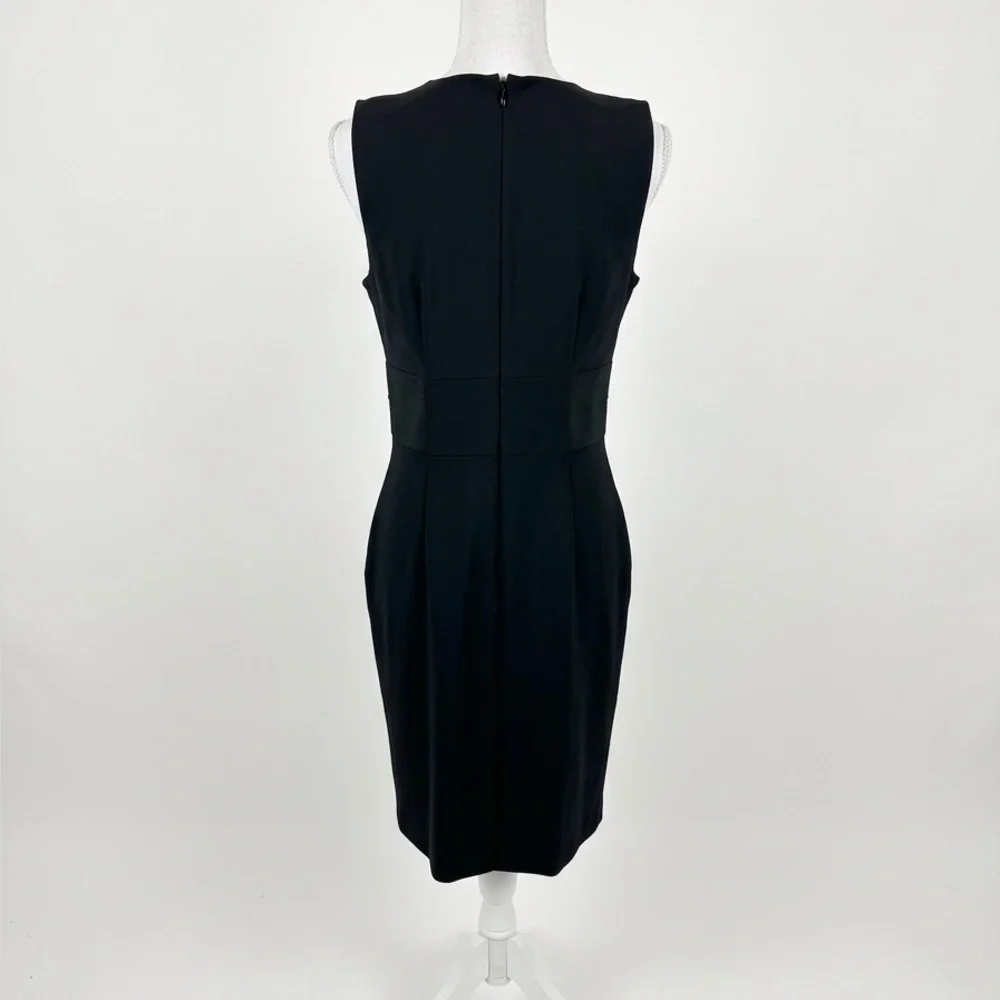 ANN TAYLOR BLACK V-NECK SHEATH DRESS SIDE PANELS SIZE 8 - Picture 3 of 8